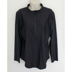 Universal Standard Top Small Black Pullover 1/2 Zip Long Sleeve Stretch Jersey